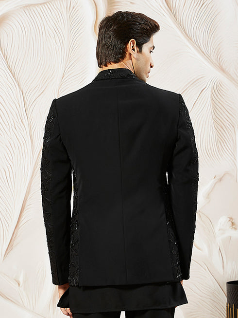 Men's Black Georgette Blazer